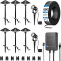 SUNVIE All-in-One LED Low Voltage Landscape Lighting Kit 6 Pathway Lights 2 Spotlights with 60W Photocell Transformer 100FT Wire for Path&Garden, Aluminum, ETL Listed, Dusk to Dawn, Waterproof, 3000K