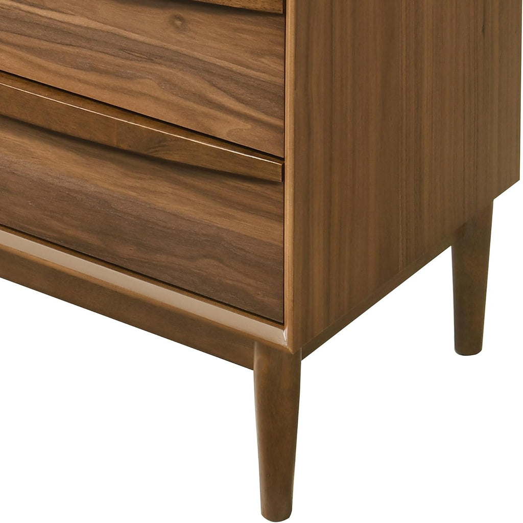 Armen Living Artemio Queen 4 Piece Wood Bedroom Set in Walnut Finish