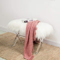 Glitzhome Ottoman Bench, White Faux Fur Ottoman Foot Rest, 25.5' L Modern Vanity Stool Chair with Acrylic Legs for Living Room Bedroom Entryway Makeup Bench End of Bed