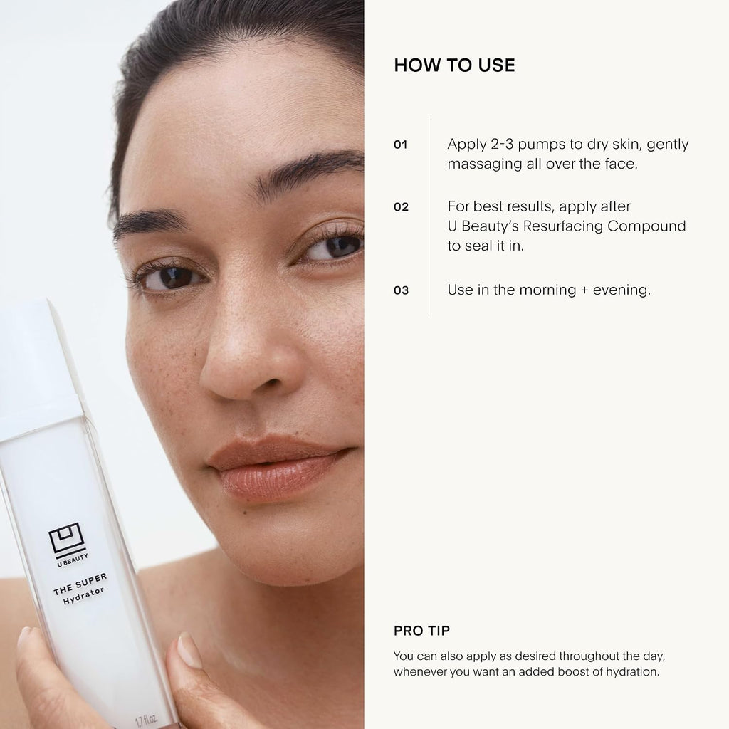 U Beauty The SUPER Hydrator Hyaluronic Acid Moisturizing Cream - Mega-Dose Skin Hydrator with Peptides and Grapeseed Oil for Supple, Smooth, and Softer-Looking Skin For Up To 48 Hours - 1.7 fl oz