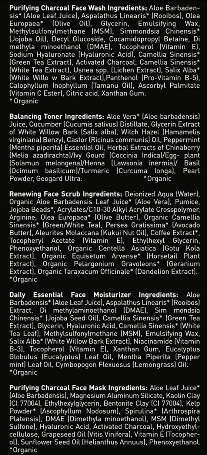 Brickell Men's Daily Elite Face Care Routine II, Toner, Charcoal Face Wash, Face Scrub, Anti-Aging Cream, Eye Cream, Charcoal Mask & Moisturizer, Activated Charcoal, Peptides, Hyaluronic Acid, Scented