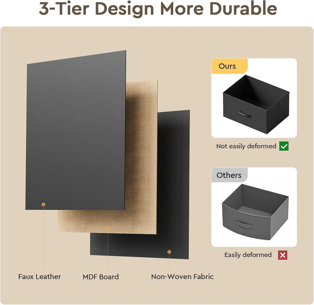 YeTom Vanity Desk with Mirror and Lights, Makeup Vanity Desk with 4 Fabric Drawers & Storage Shelves & Side Table, 3 Color Modes & Adjustable Brightness, Black Vanity, Bedroom Furniture