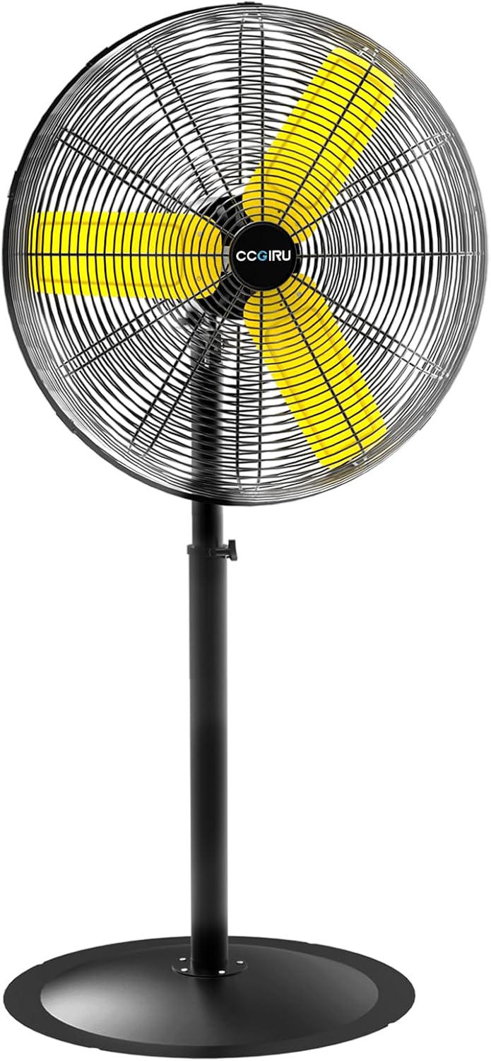 CCGIRU 24 Inch Industrial Pedestal Fan, 7800 CFM Oscillating Fan on Stand Heavy Duty, Metal Standing Fans with 3 Speed for Warehouse, Garage or Workshop, UL Safety Listed