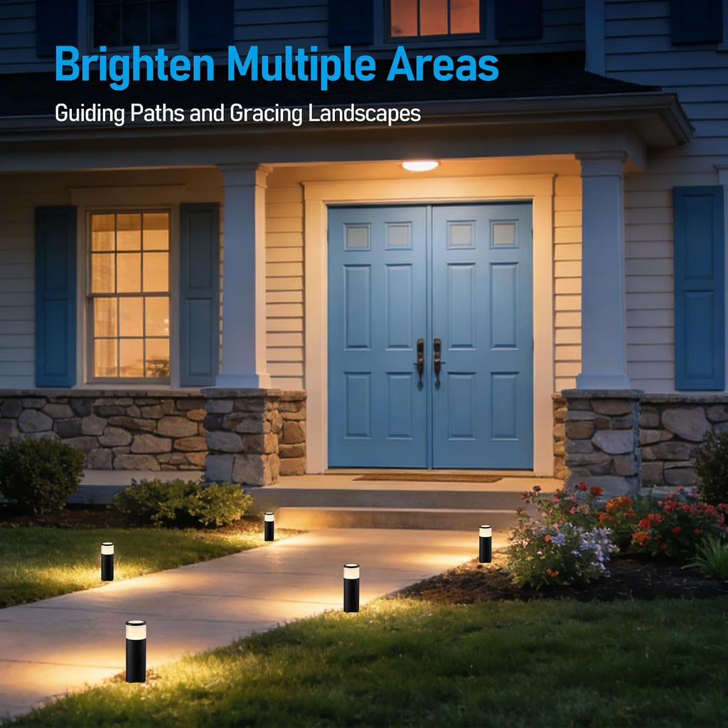 LEONLITE 8-Pack 4.5W LED Landscape Bollard Path Lighting, RGB Low Voltage Landscape Lights, 7 Color Selectable, Outdoor Pathway Light, Die-Cast Aluminum Housing