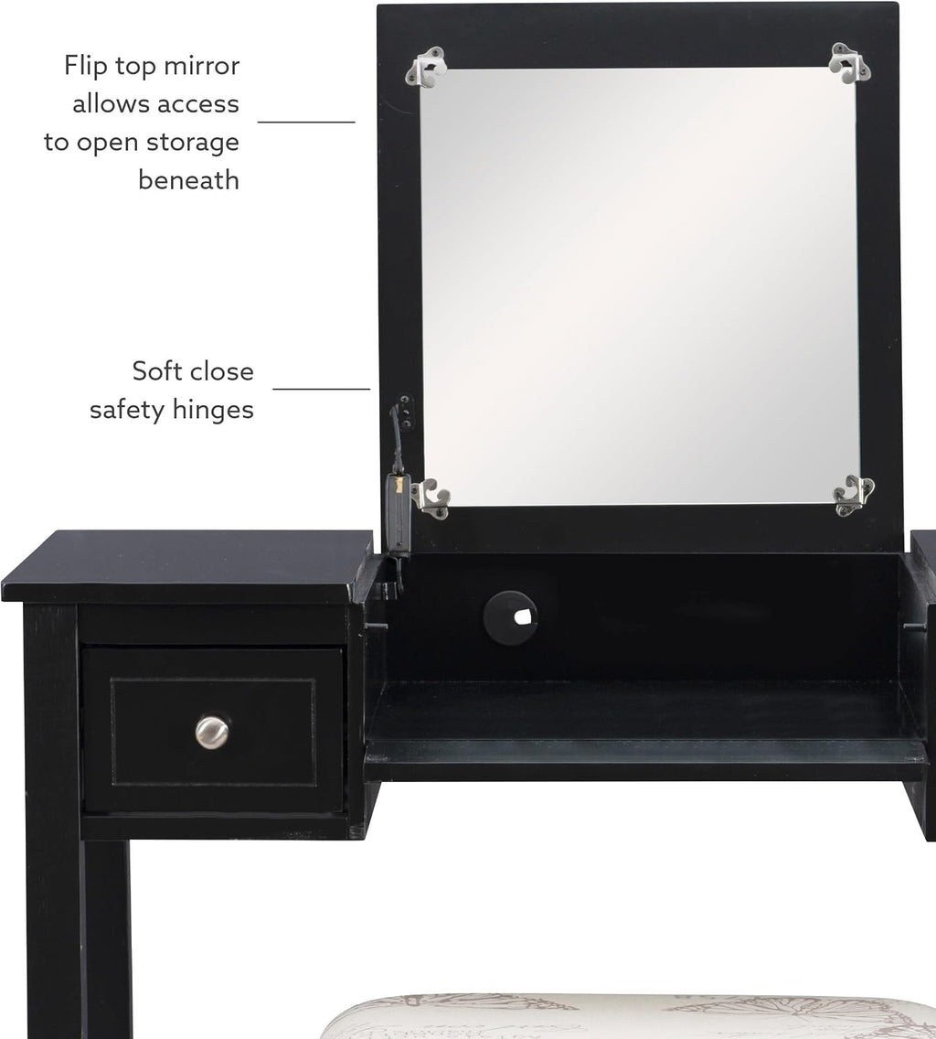 Linon Vanity Set, Black