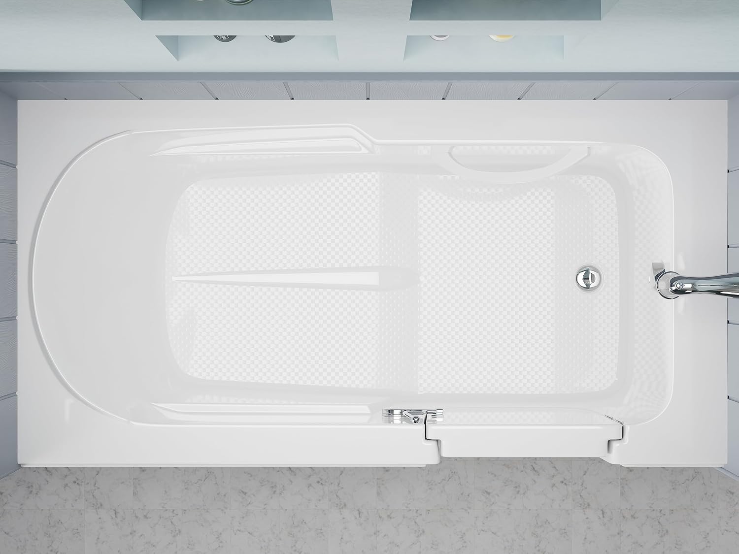 ANZZI Walk-In Bathtub 30 in x 60 in Right Drain Soaking Tub, White Acrylic with Chrome Accents, Low Threshold Entry, Slip-Resistant Floor, Safe Reach Grab Bar, Cable Drain & Overflow | AMZ3060SIRWS