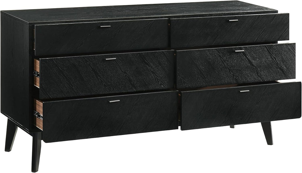 Armen Living Petra Queen 4 Piece Wood Bedroom Set in Black Finish
