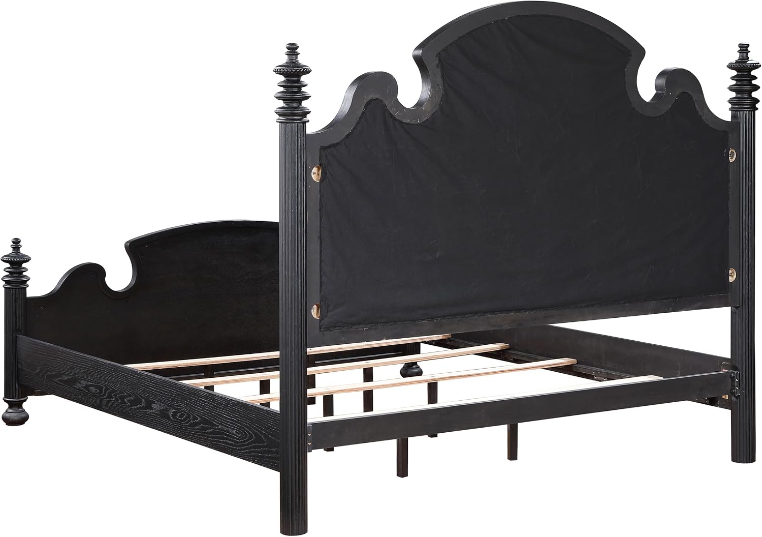 Coaster Home Furnishings Celina Traditional 4-Piece Bedroom Set Fabric Upholstered Queen Size Four-Poster Bed Frame 67-inch Headboard Black 224761Q-S4