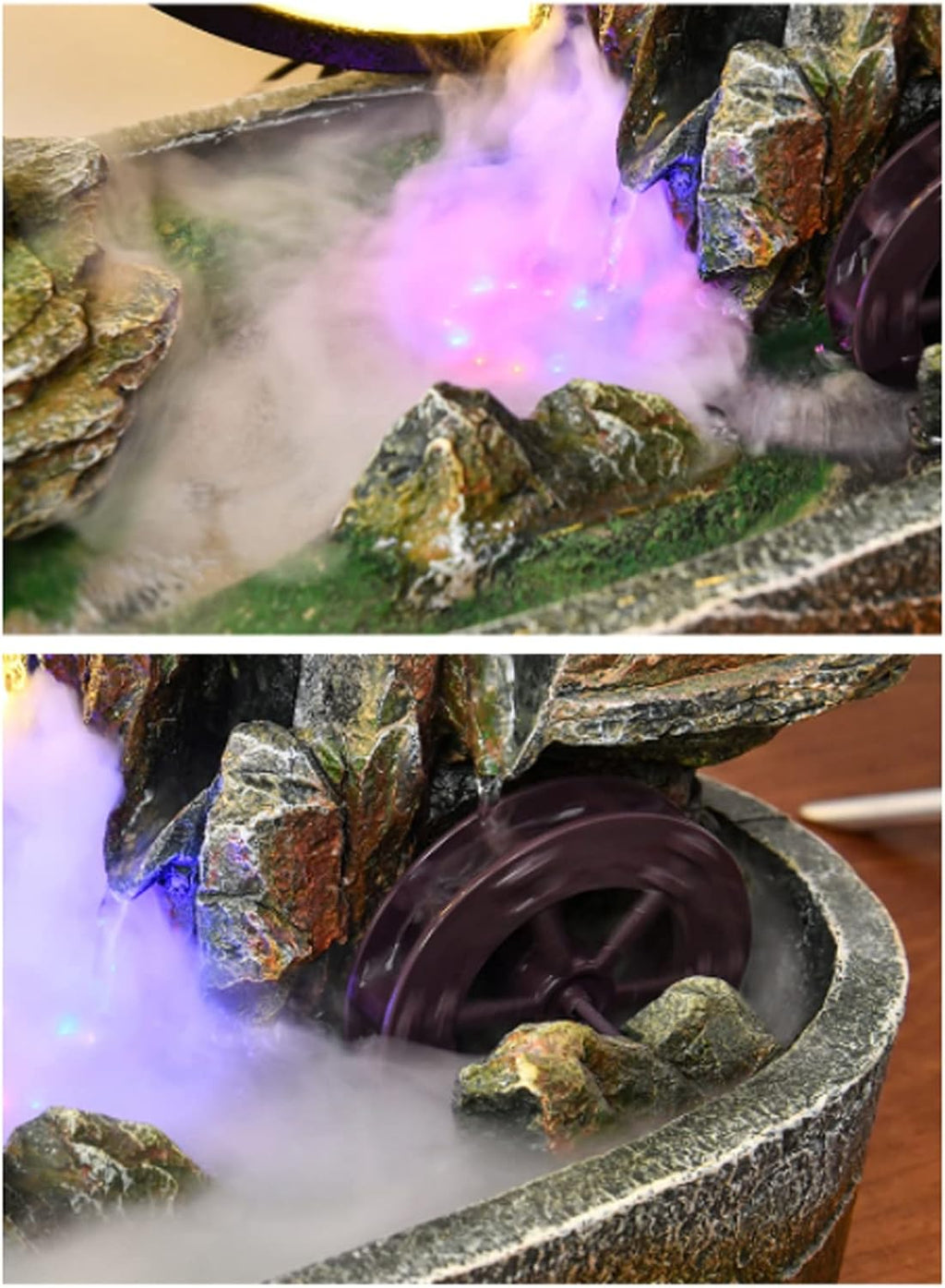 Tabletop Fountain Tabletop Water Fountain Artificial Bonsai Tree Design Indoor Resin Waterfalls Fountains Decorative with LED Light Best Home Gifts for Parents or Friends