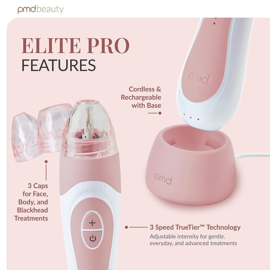 PMD Beauty Personal Microderm Elite Pro - At-Home Use, Facial Exfoliator Tool, Microdermabrasion Machine Kit for Face and Body Skincare