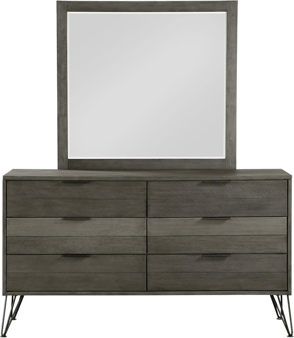 4-Pieces Bed Set Contemporary Style Queen Size Panel Bed Multi Gray Finish Solid Acacia Wood Bedroom Furniture
