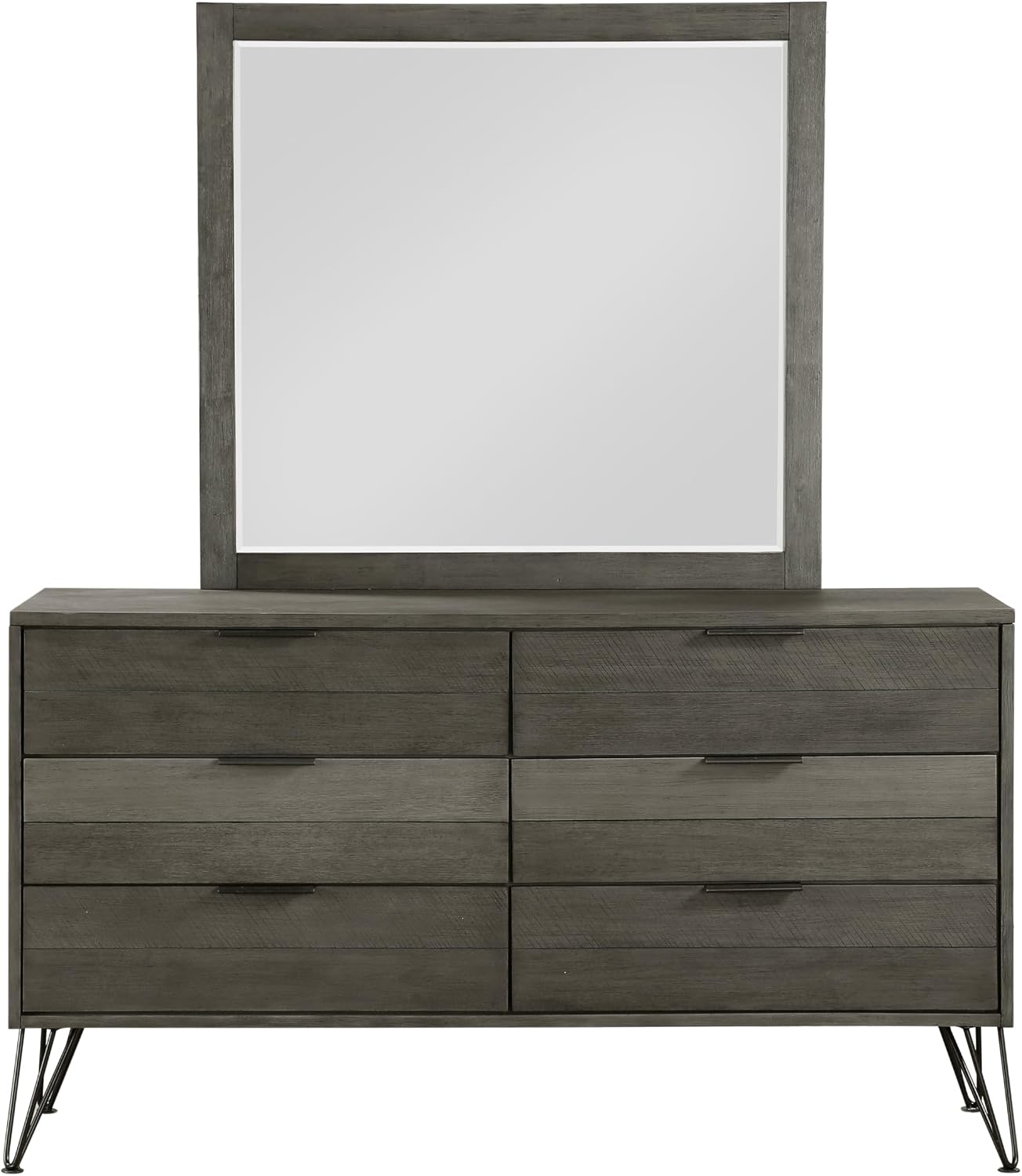 4-Pieces Bed Set Contemporary Style Queen Size Panel Bed Multi Gray Finish Solid Acacia Wood Bedroom Furniture