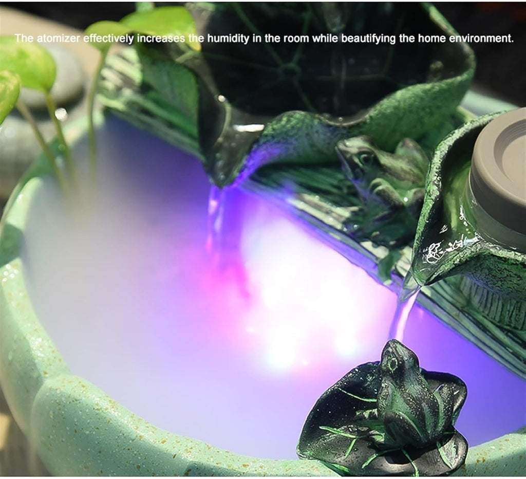 Indoor Fountain Micro Landscape Flowing Water Ornaments Living Room Office Desktop Humidifier Fish Tank Landscaping Decorations with Atomizer Tabletop Fountains Decor