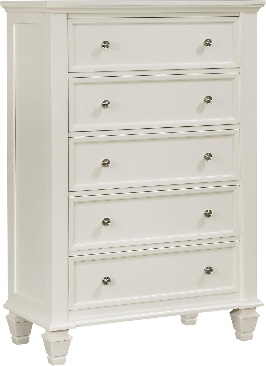 Coaster Home Furnishings Sandy Beach Coastal 5-Piece Bedroom Set Eastern King Size Panel Bed Frame 63-inch Headboard Cream White 201301KEN-S5