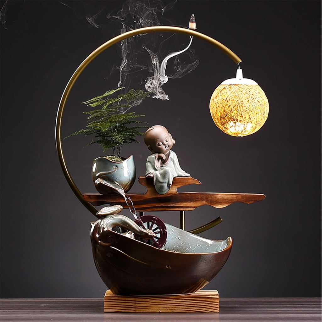 Tabletop Fountain Waterfall Fountain Ceramic Water Ornaments Chinese Landscape Home Decor