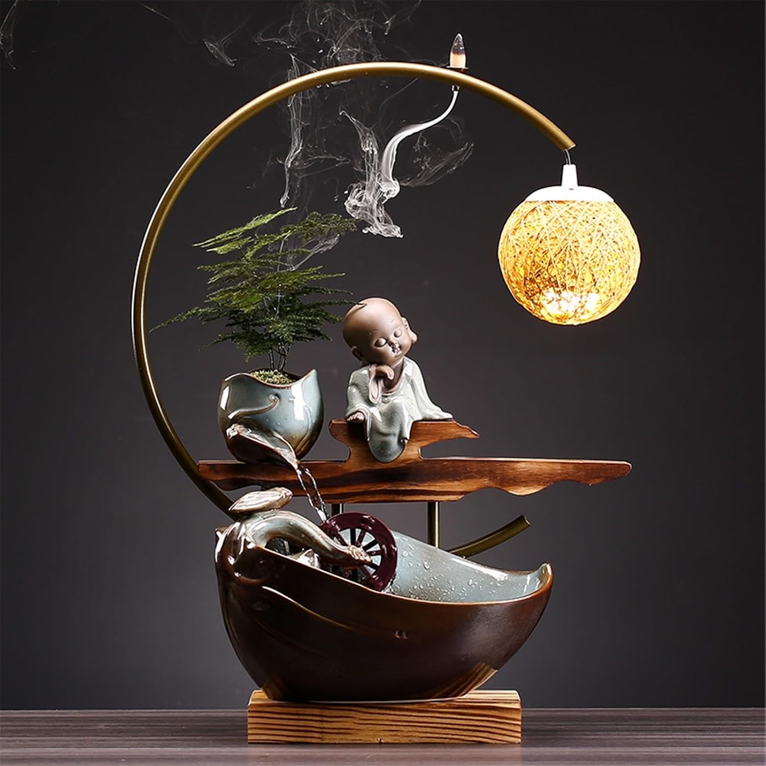 Tabletop Fountain Waterfall Fountain Ceramic Water Ornaments Chinese Landscape Home Decor