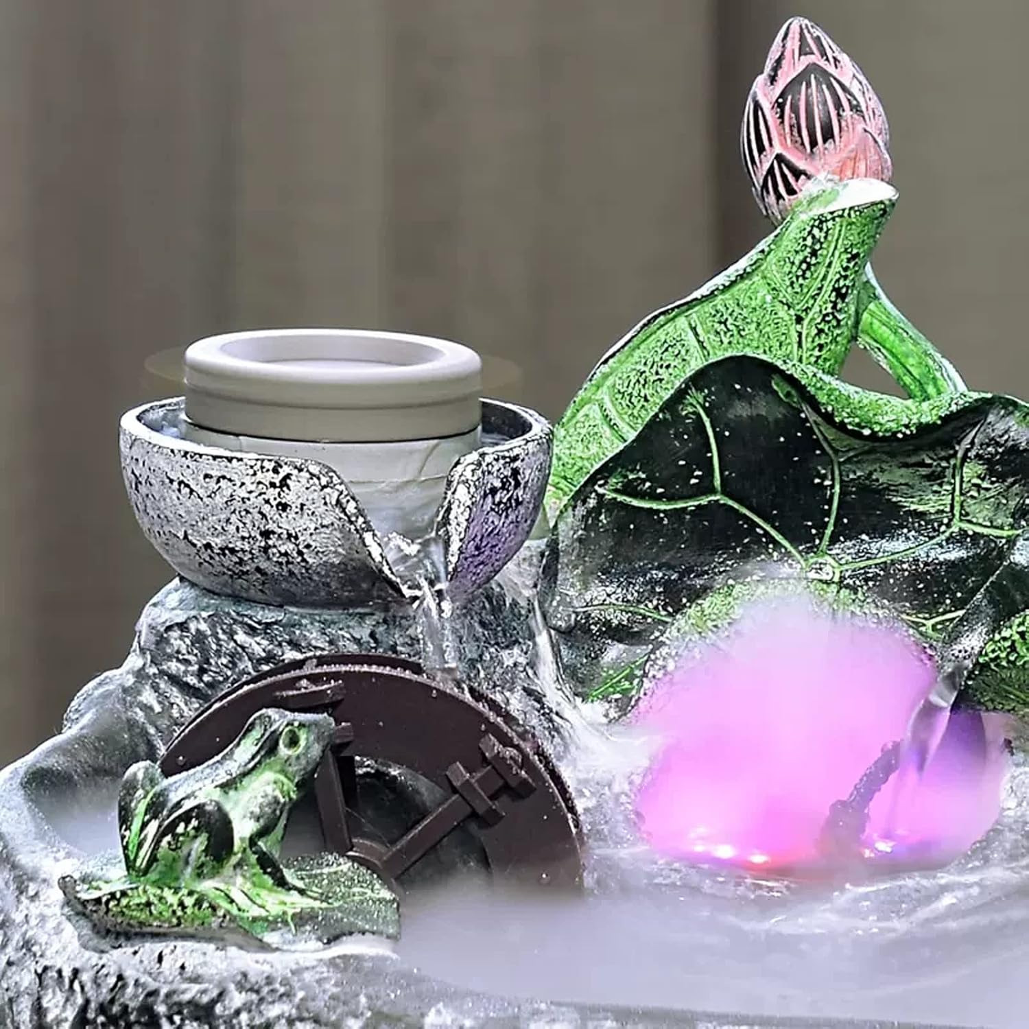 Desktop Fountain Indoor Fountain Tabletop Waterfall Fountains Relaxation Water Feature Feng Shui Zen Meditation Desktop with Rotatable Ball and Pump for Home Office Spaces Decor(Large)