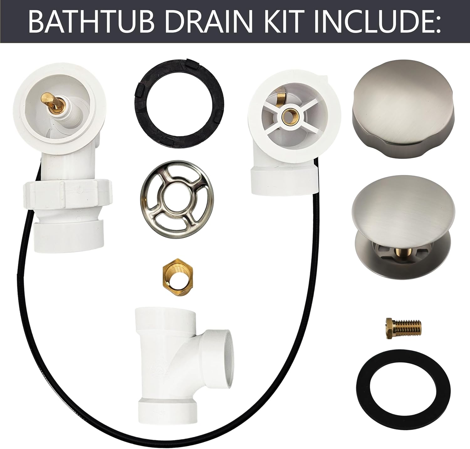 Westbrass A50P45BJ-07 1-1/2' Sch. 40 PVC 45' Cable Driven Bath Waste Kit with Ball Joint Head and Brass Trim Drain Kit, Satin Nickel