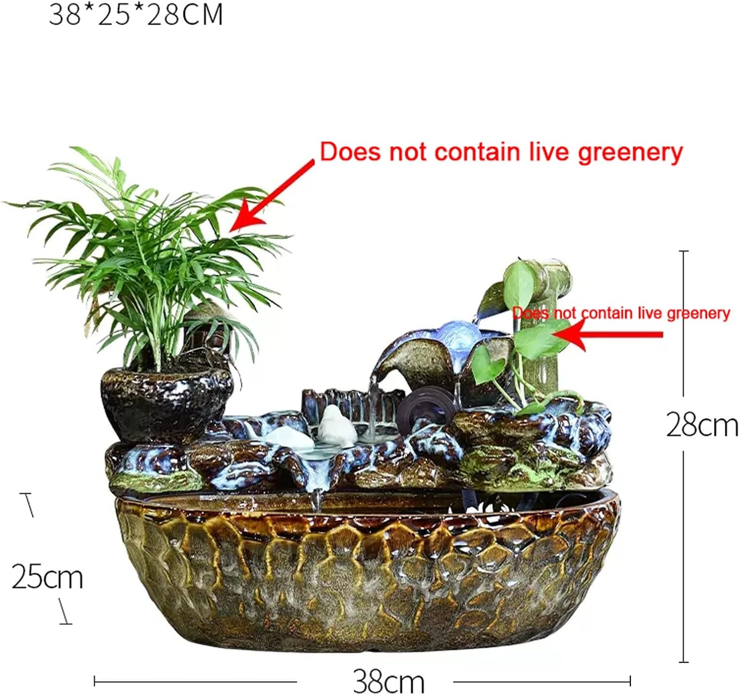 Tabletop Water Fountain Ceramics Tabletop Water Fountain Indoor Waterfalls Fountains Decorative Tabletop Fountain for Bedroom, Office, Living Room, Kitchen Dining Room and Bathroom Décor Indoor Founta