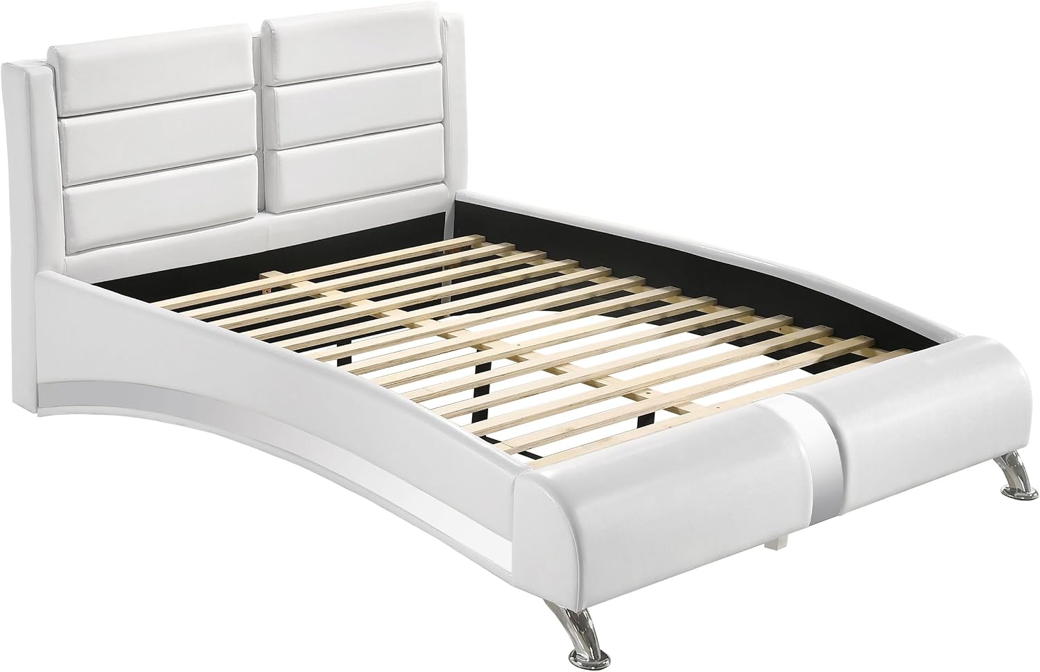 Coaster Home Furnishings Jeremaine Contemporary 4-Piece Bedroom Set Leatherette Upholstered Queen Size Sleigh Bed Frame 40-inch Headboard White 300345Q-S4