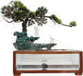 Tabletop Water Fountains, H13.4in Indoor Waterfall Clear Fish Tank, Backflow Incense Holder Feng Shui Decor for Meditation Living Room, Fish Tank Size W18.9*D9.8*H6.7in