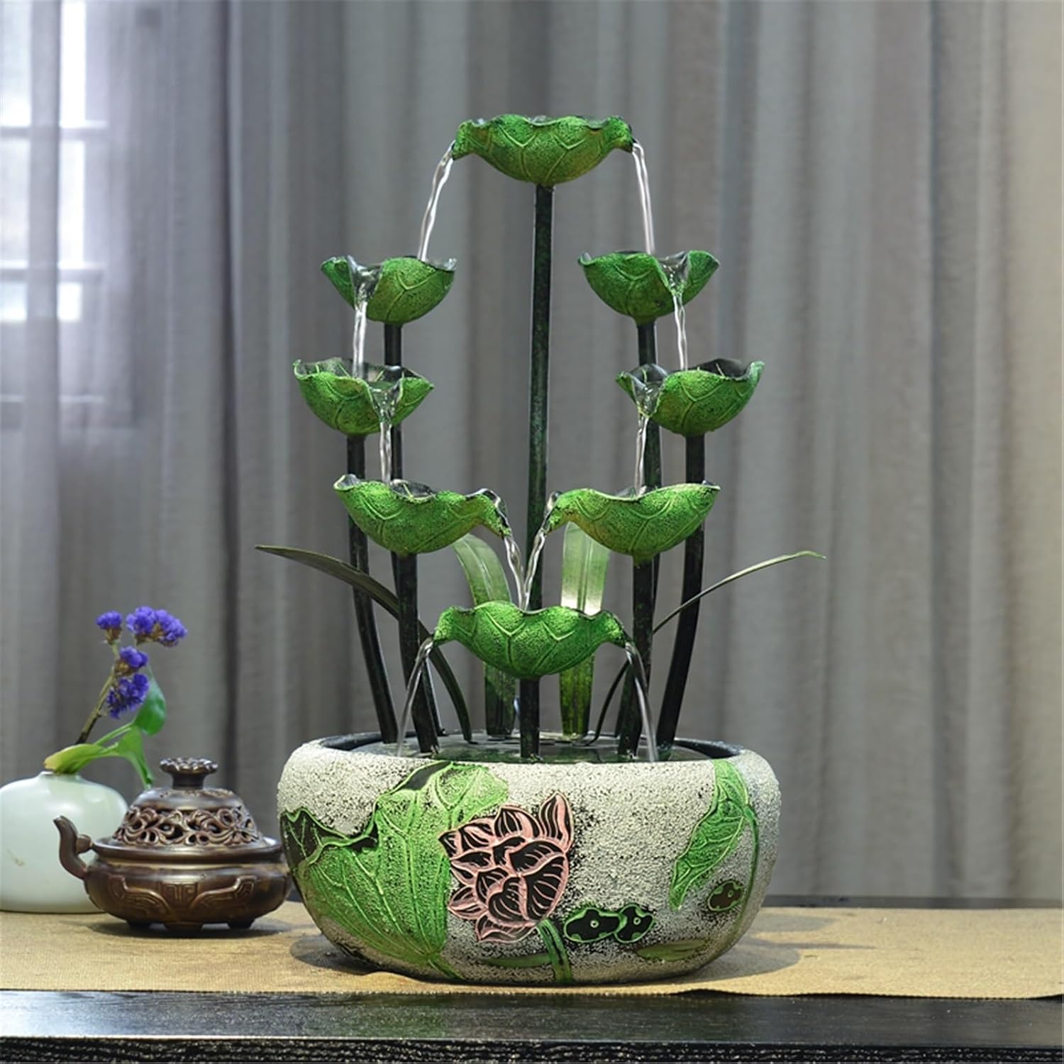 Tabletop Fountain Flowing Water Ornament Fish Tank Feature Decoration Indoor Home Office Tabletop Water Fountain