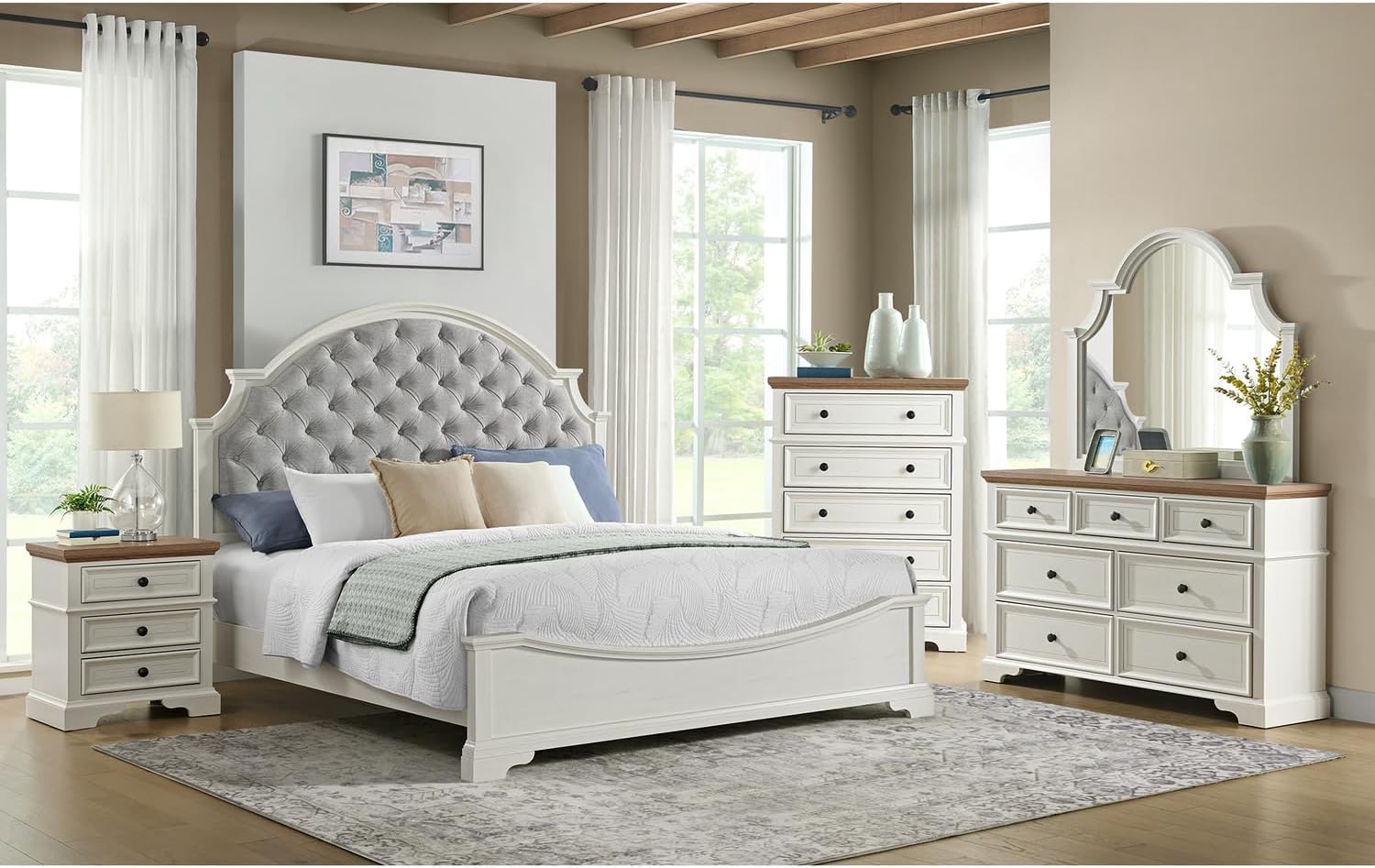 Picket House Furnishings Ulysses Youth King UPH 3PC Bedroom Set in White