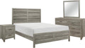 Benzara Kade 4 Pc Queen Size Bedroom Set- Slatted Panel Design- Weathered Gray Finish