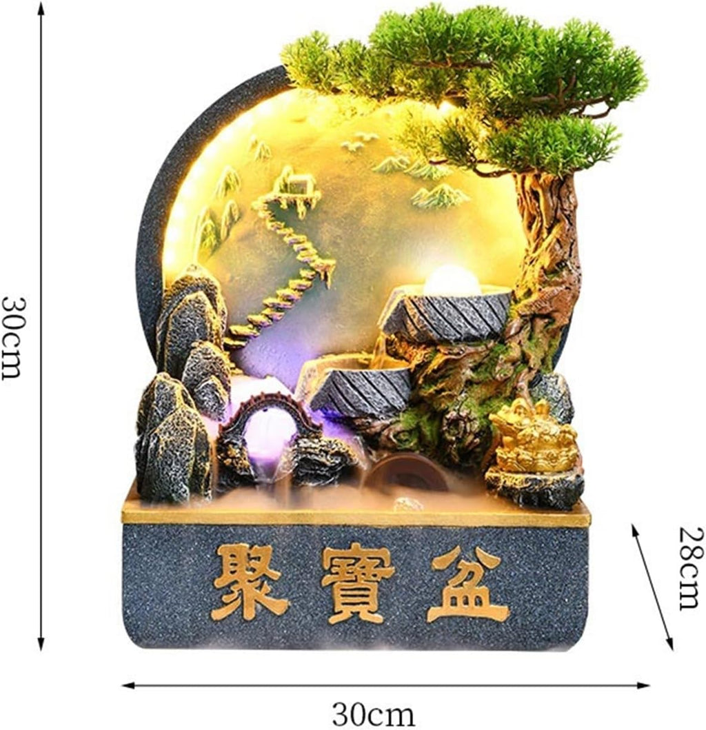 Tabletop Fountain Rockery Tabletop Waterfall Fountain – Resin Indoor Desk Fountain Décor for Bedroom Office