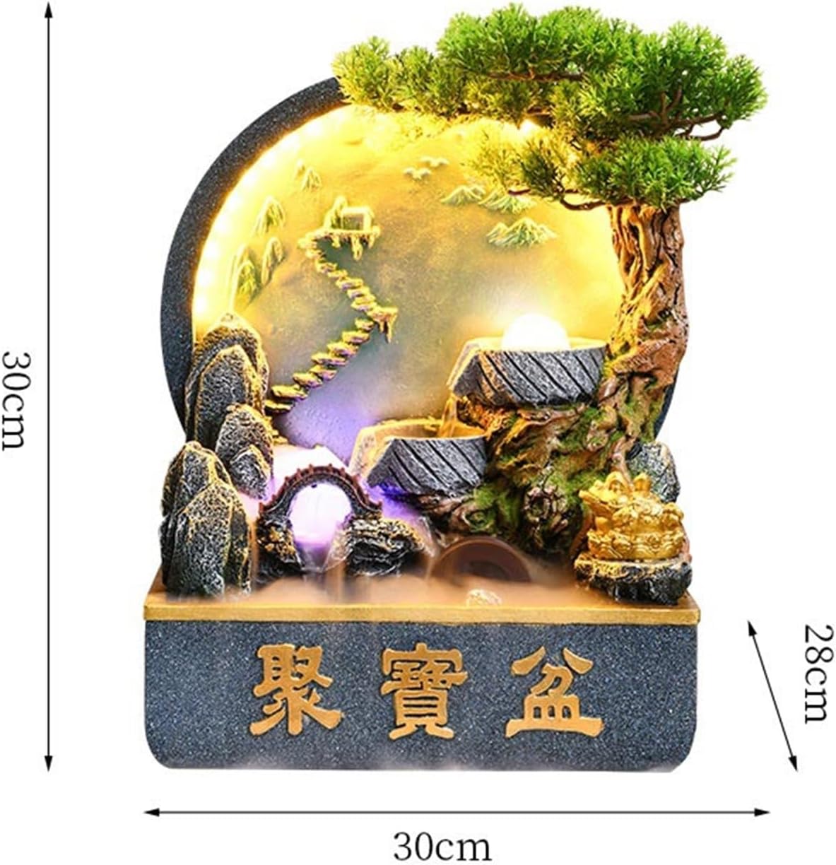 Tabletop Fountain Rockery Tabletop Waterfall Fountain – Resin Indoor Desk Fountain Décor for Bedroom Office
