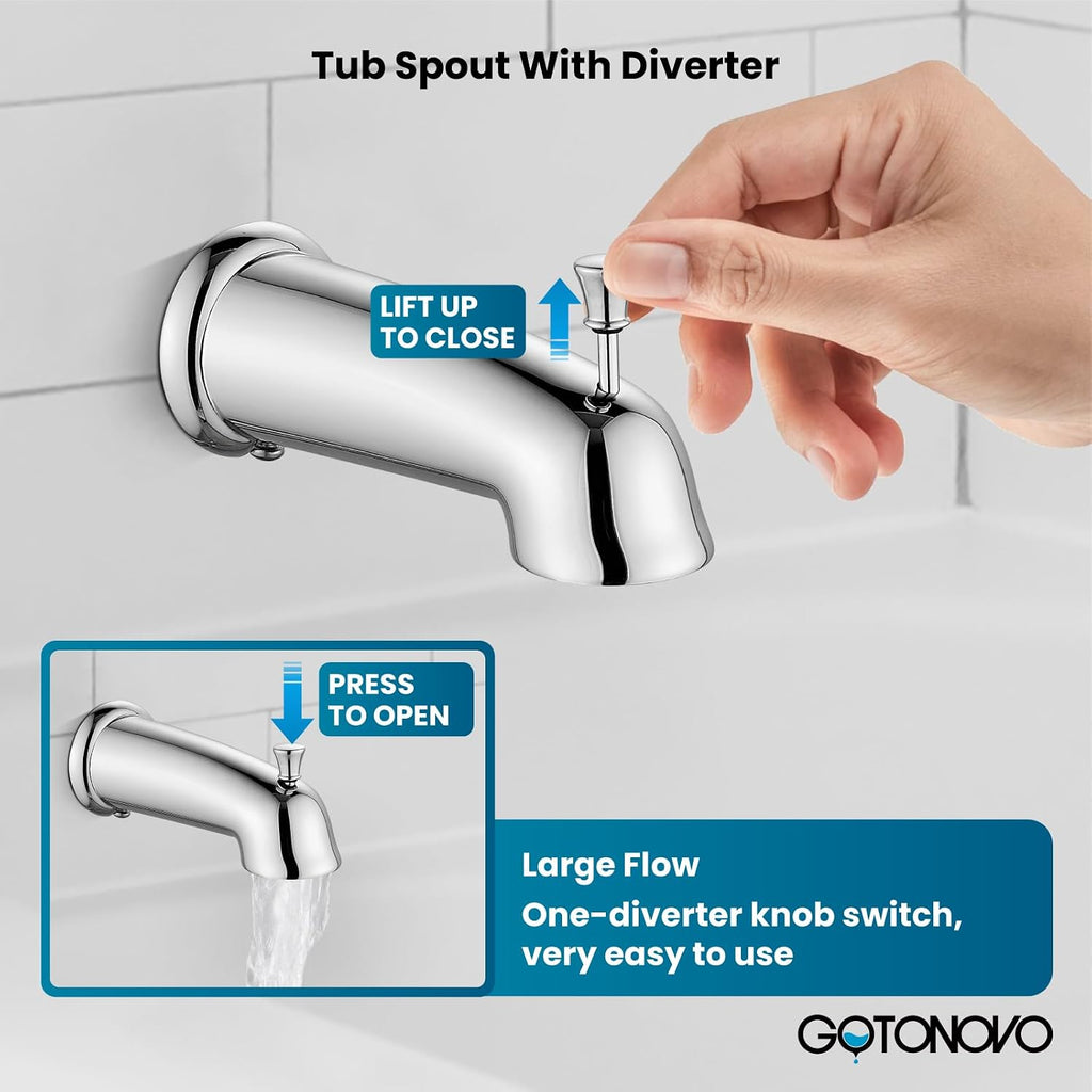 gotonovo 3 Hole 2 Handles Lavatory Basin Bathroom Sink Faucet with Shower Faucet Set Bathroom Shower Head and Handle Set Polished Chrome