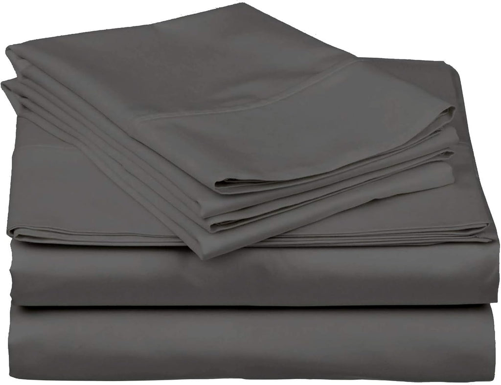 Cotton Home- 5 Pieces Split King Size Dark Grey Color Sheet Set – Soft Quality Luxury 18 Inch Deep Pocket & Bedding Set with Flat Sheet, Fitted Sheet, 2-Pillow Covers(20' x 30')Inches