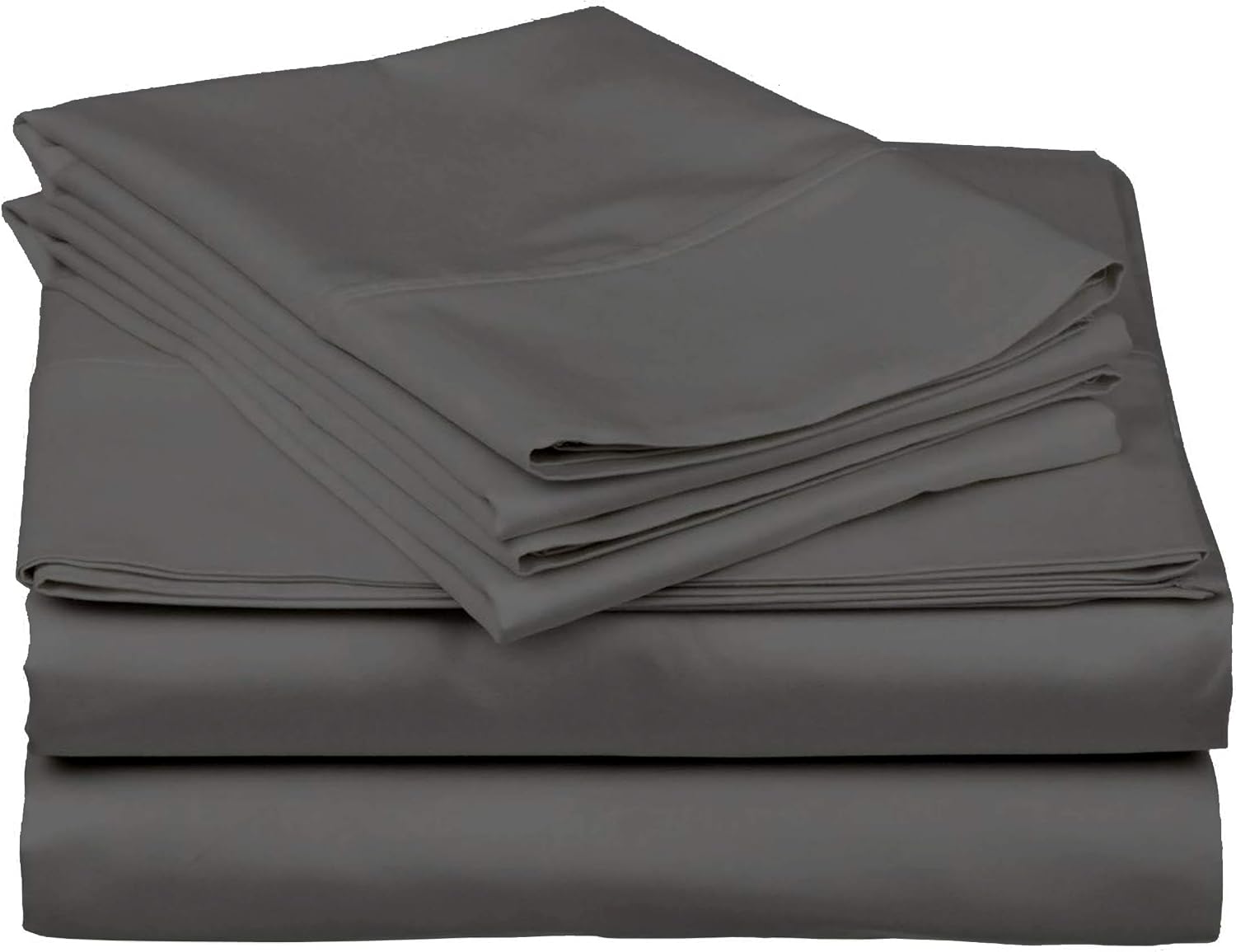 Cotton Home- 5 Pieces Split King Size Dark Grey Color Sheet Set – Soft Quality Luxury 18 Inch Deep Pocket & Bedding Set with Flat Sheet, Fitted Sheet, 2-Pillow Covers(20' x 30')Inches