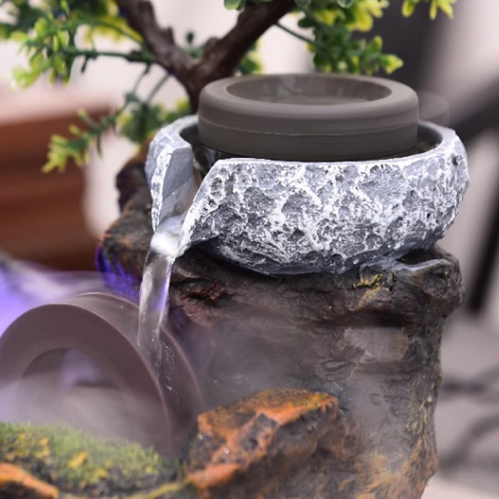 GRFIT Tabletop Fountain Living Room Rockery, Flowing Water Landscape, Fountain Desktop Decoration, Gift Giving Desktop Decoration with Atomizer Desktop Fountain (Size : L)