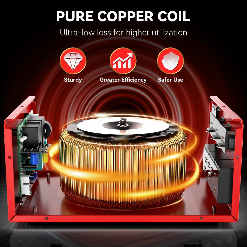 5000W Heavy Duty Voltage Converter Transformer – Step Up 110V to 220V & Step Down 220V to 110V, Auto Input Recognition, 3 US & 3 Universal Outlets, LCD Display, Circuit Breaker for Travel & Home