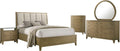 Coaster Home Furnishings Granada Transitional 5-Piece Bedroom Set Fabric Upholstered Eastern King Size Panel Bed Frame 53-inch Headboard Natural Pine 224921KE-S5