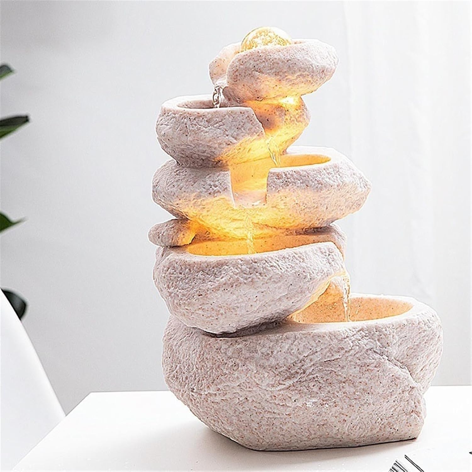 Tabletop Fountain Cascading Tabletop Water Fountain, Meditation Waterfall Feature, Feng Shui