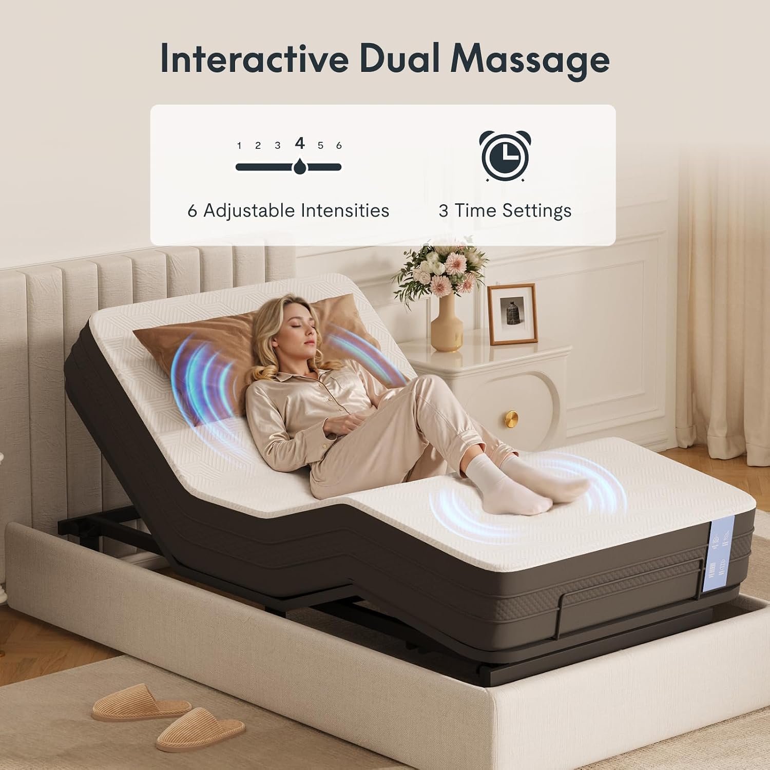 FLEXISPOT Twin XL Adjustable Bed Frame with 12' Gel Memory Foam Mattress – Zero Gravity & Soothing Massage, Medium-Firm Support, Bamboo Viscose Cover, 750 lbs Capacity