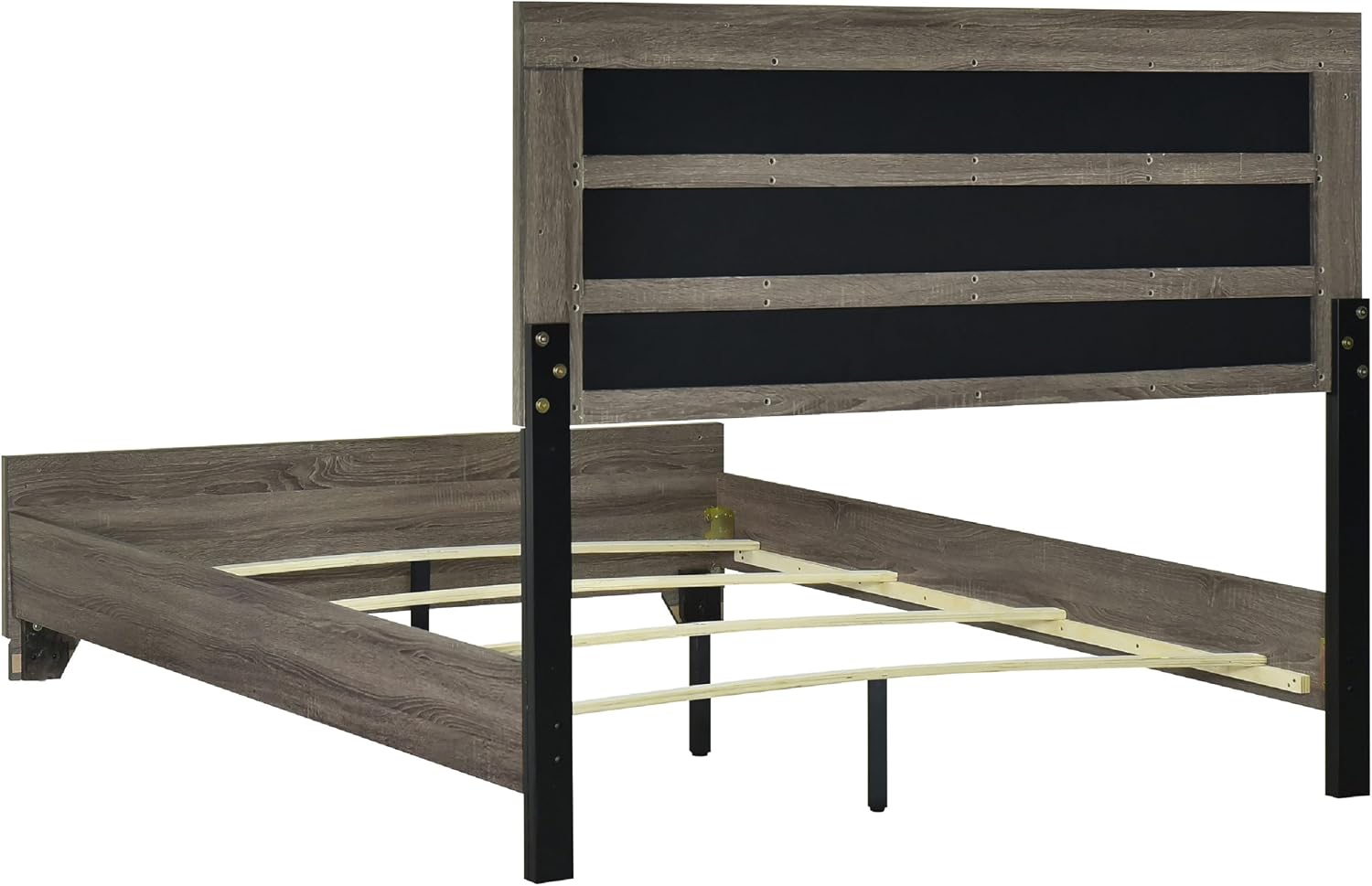 Benzara Reay 4 Piece Queen Bedroom Set with Dressers, Upholstered, Gray Brown