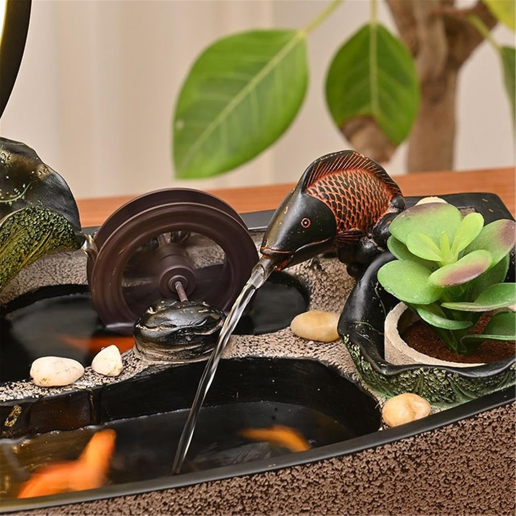 Tabletop Water Fountain Tabletop Fountain Chinese Style Water Ornaments Circulating Waterscape Small Fish Pond Office Relaxation Meditation Fountain