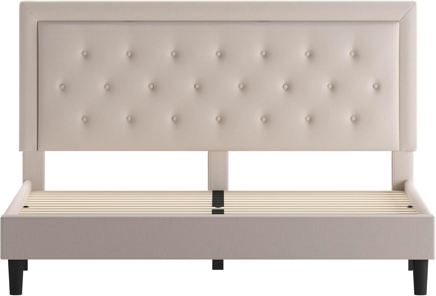 Flash Furniture Roxbury King Size Tufted Upholstered Platform Bed in Beige Fabric