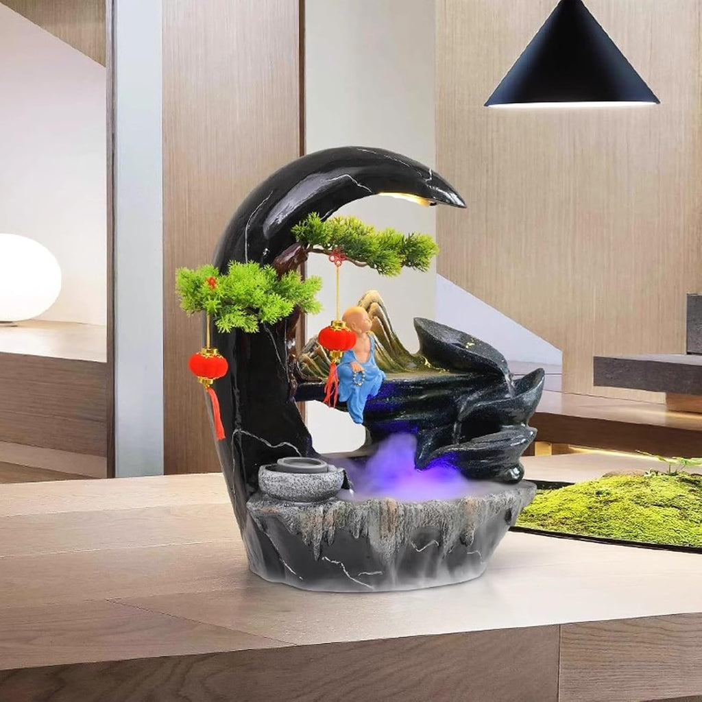 Tabletop Fountain Rocky Mountain Flowing Water Fountain Living Room Office Desktop Decoration Decoration Fountain Resin Desktop Decoration Fountain Desktop Fountain (Color : A)