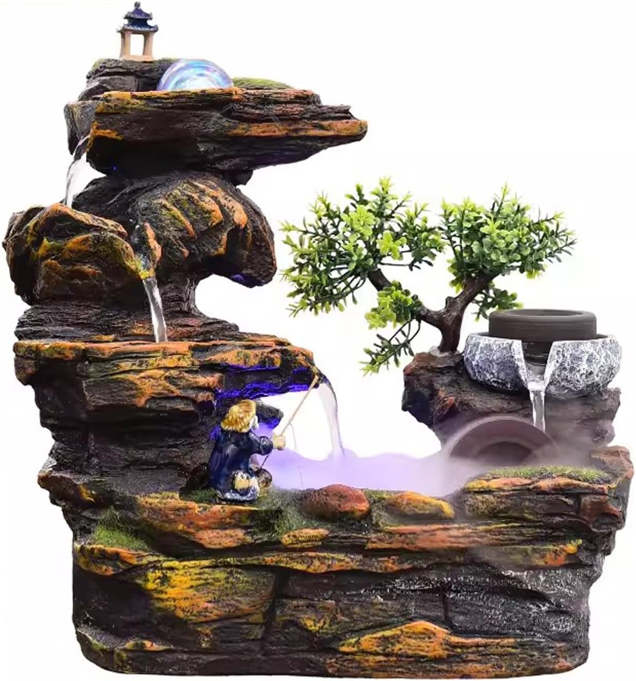 GRFIT Tabletop Fountain Living Room Rockery, Flowing Water Landscape, Fountain Desktop Decoration, Gift Giving Desktop Decoration with Atomizer Desktop Fountain (Size : L)