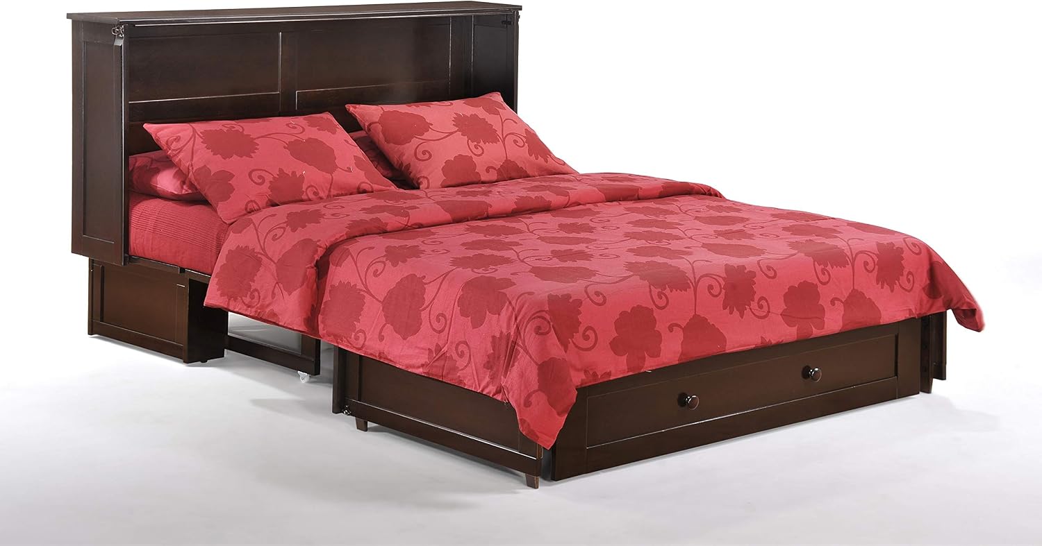 Night & Day Furniture MUR-CLV-QEN-CH and MND-GMF-TRI-QEN MUR-CLV CH and MND-GMF-TRI-QEN Murphy Cabinet Bed with Mattress, Queen, Chocolate