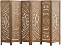 Room Dividers and Folding Privacy Screens, Boho 6 Panel Room Divider, 67' Room Divider Wall, Modern Room Partition, Privacy Dividers for Rooms, Bedroom, Office, Brown