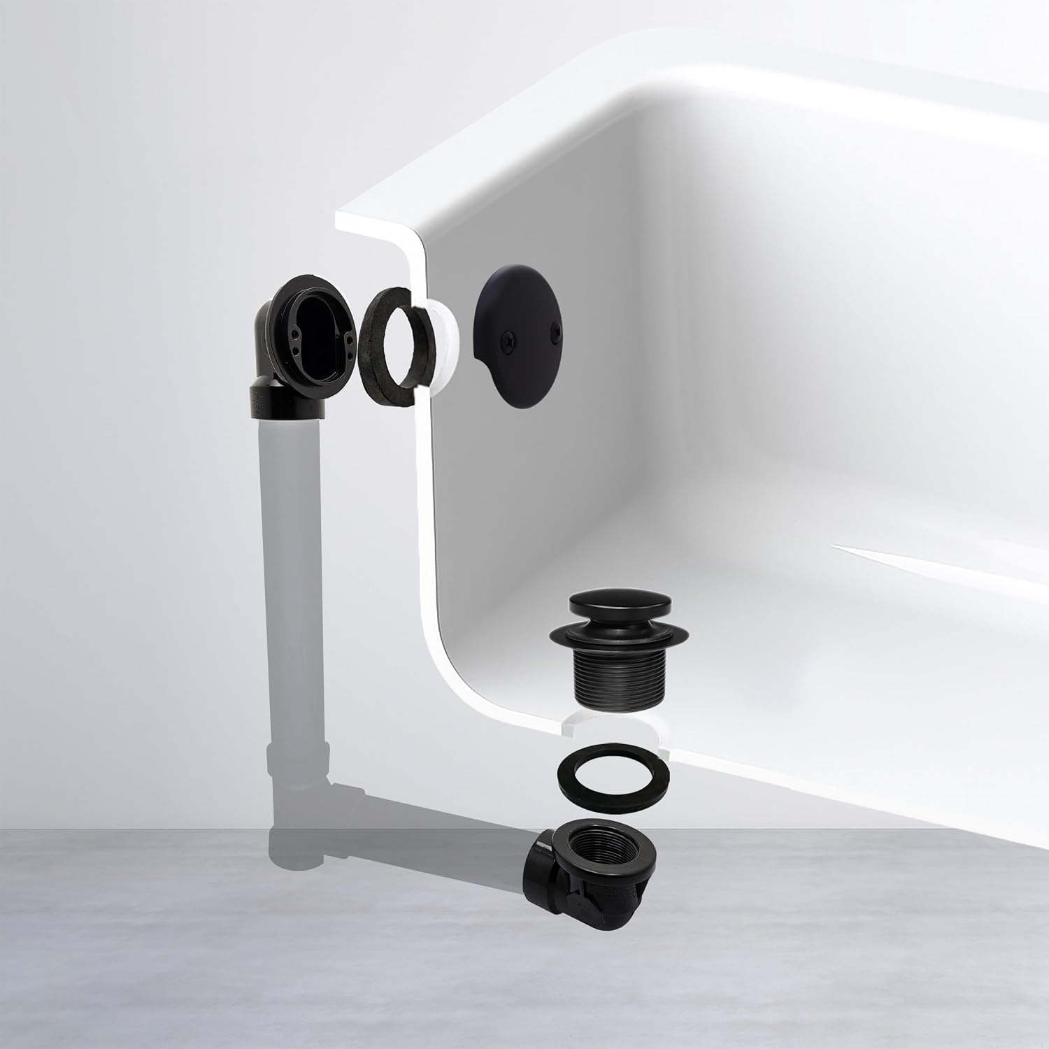 Westbrass Tip Toe Sch. 40 ABS Plumber's Pack with Two-Hole Elbow, Matte Black, D534-62