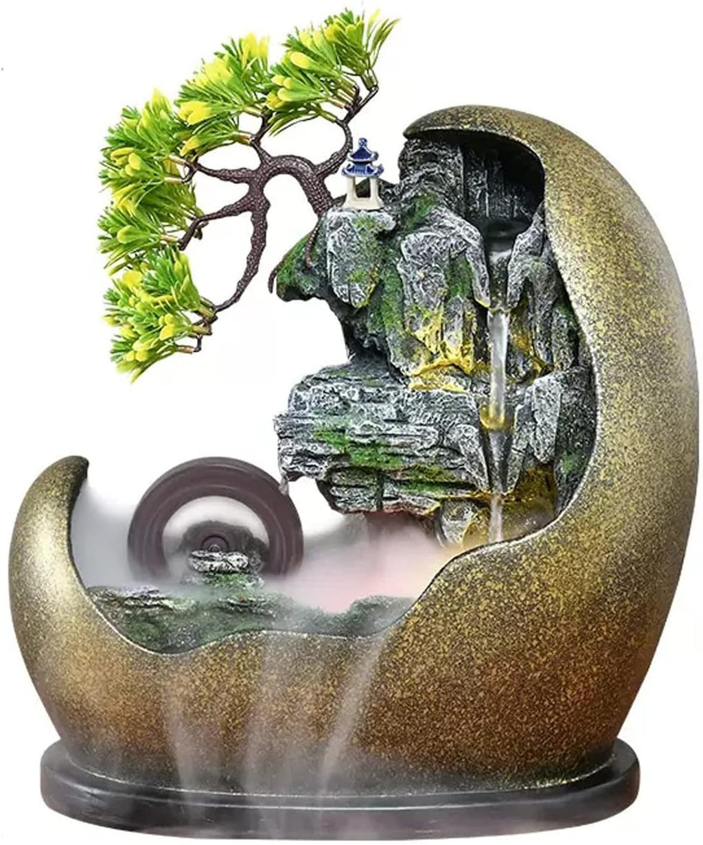 Tabletop Fountains Artificial Bonsai Desktop Fountain Indoor Waterfall Fountain Decorative Feng Shui Desktop Fountain with Automatic Pump Indoor Tabletop Water Fountain(B)