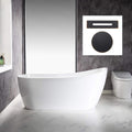 WOODBRIDGE 67' Freestanding Acylic Soaking Bathtub with White, Drain and Overflow inORB,BTA1508-ORB-Drain &O+ Pillow, Oil Rubbed Bronze