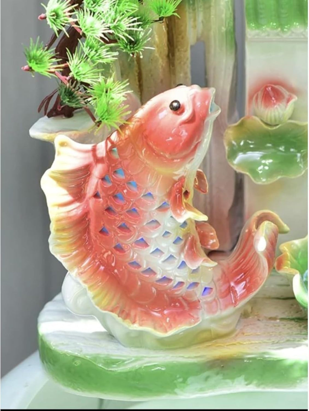 Cascading Rock Outdoor Water Fountain Ceramic Circulating Water Fountain Fish Tank, Living Room Courtyard New Chinese Floor Decoration for a Calming in Outdoor
