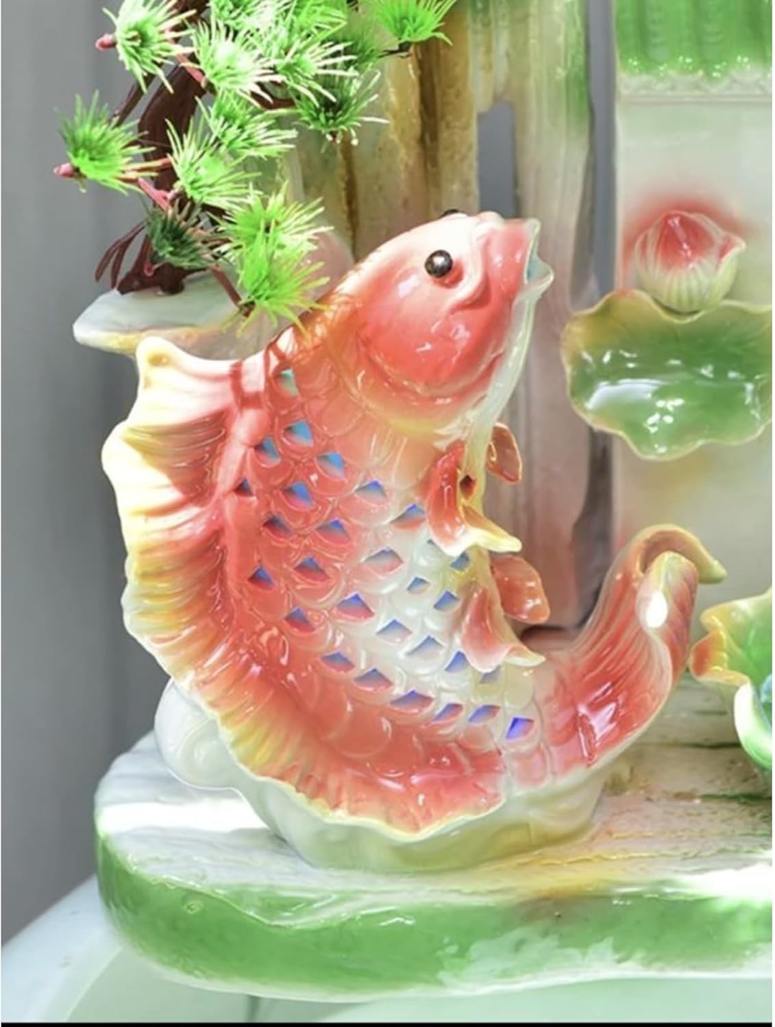 Cascading Rock Outdoor Water Fountain Ceramic Circulating Water Fountain Fish Tank, Living Room Courtyard New Chinese Floor Decoration for a Calming in Outdoor